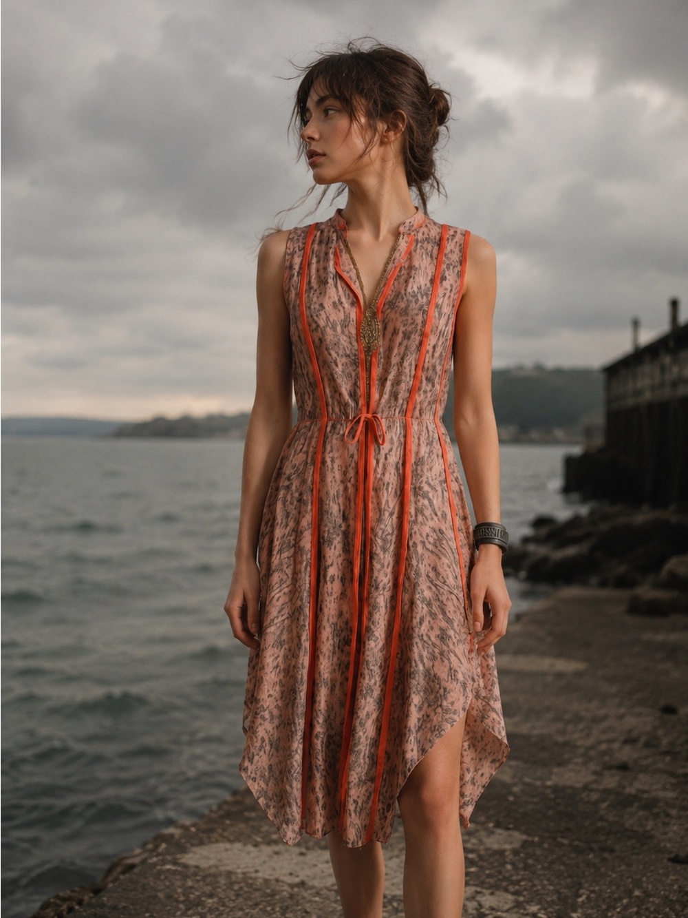 BCBGMaxAzria Lyia Pink Clay Print Silk Sleeveless Whimsy Fairy Dress Size Small